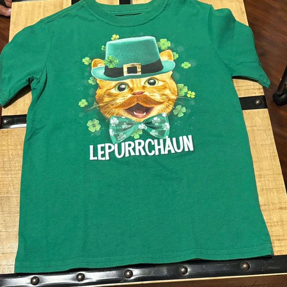The Children's Place Green Leprechaun Graphic Tee with White and Maroon Tops
